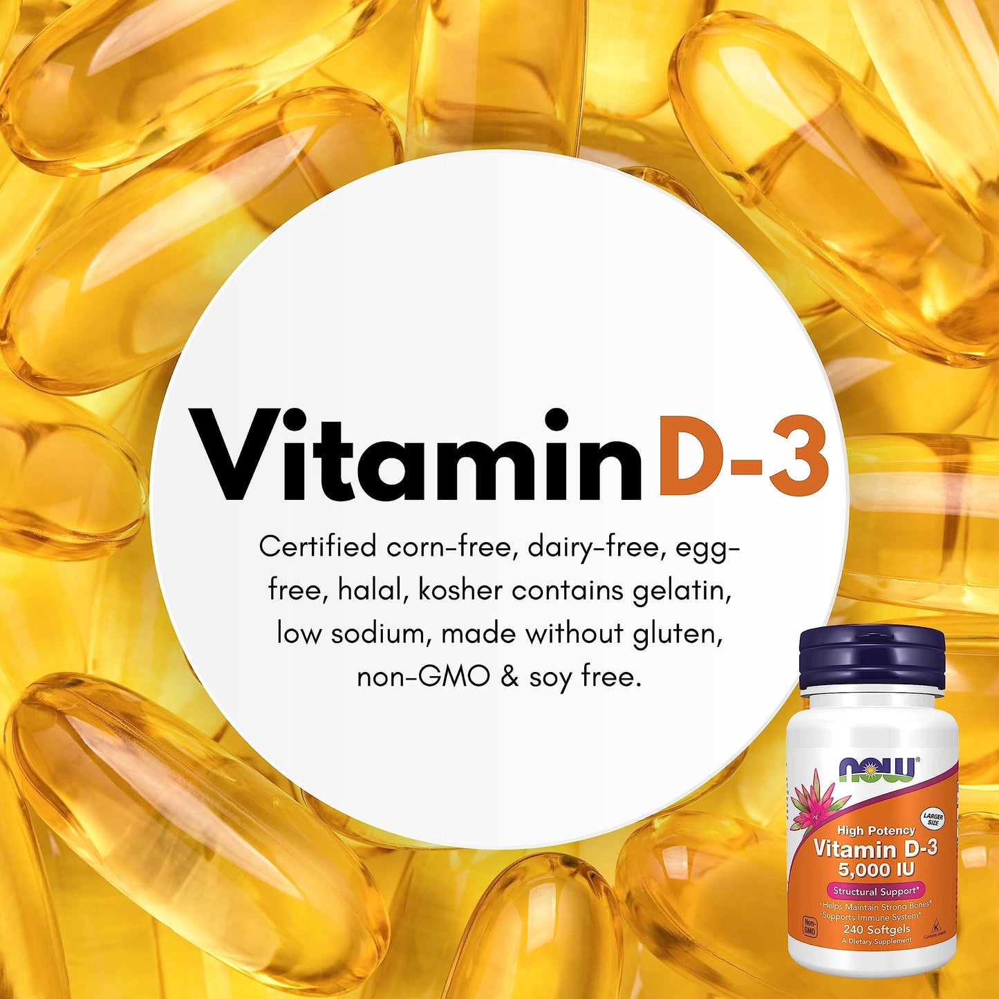 Softgels de Vitamina D3 en envase original