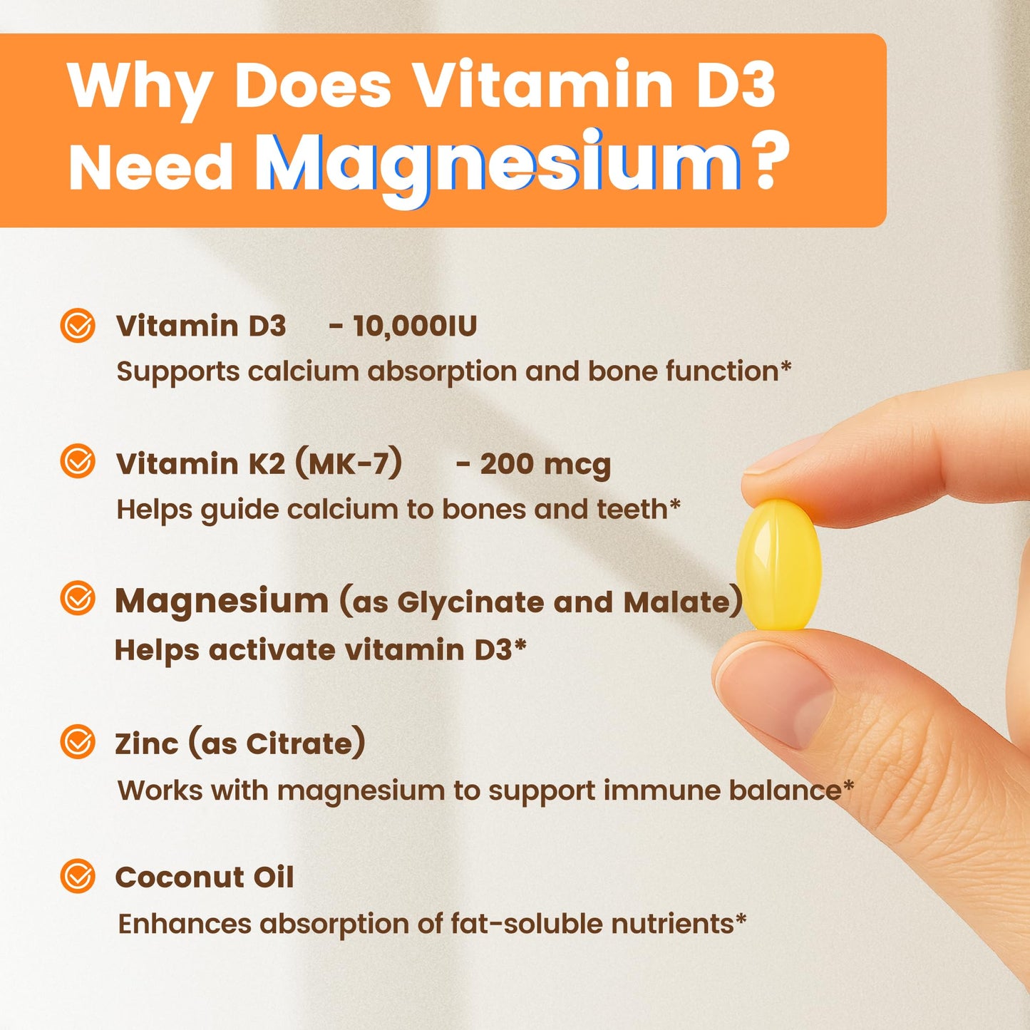 Softgels vitamina D3 K2 y magnesio para salud ósea y muscular