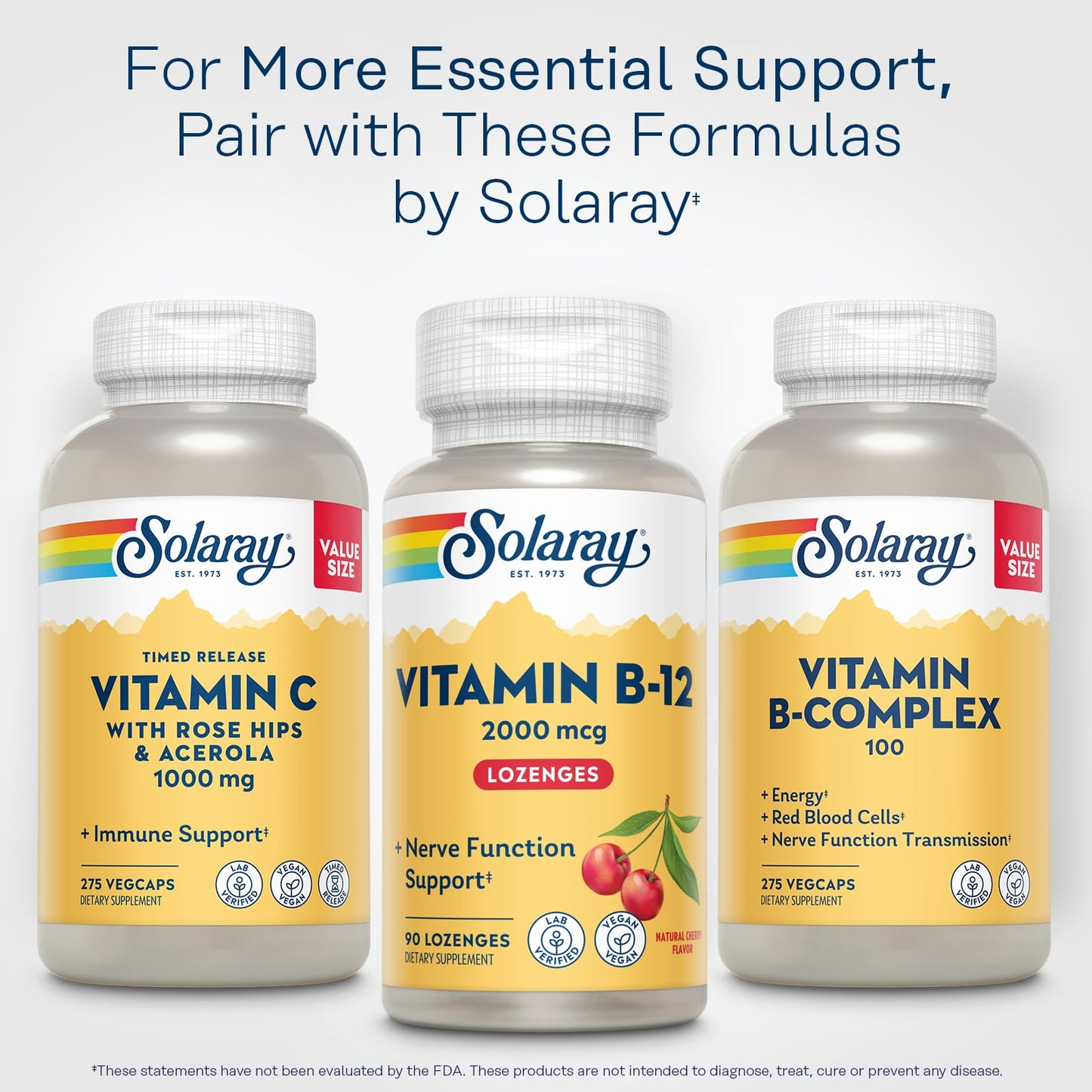 Solaray suplemento B-12 natural cereza 90 unidades