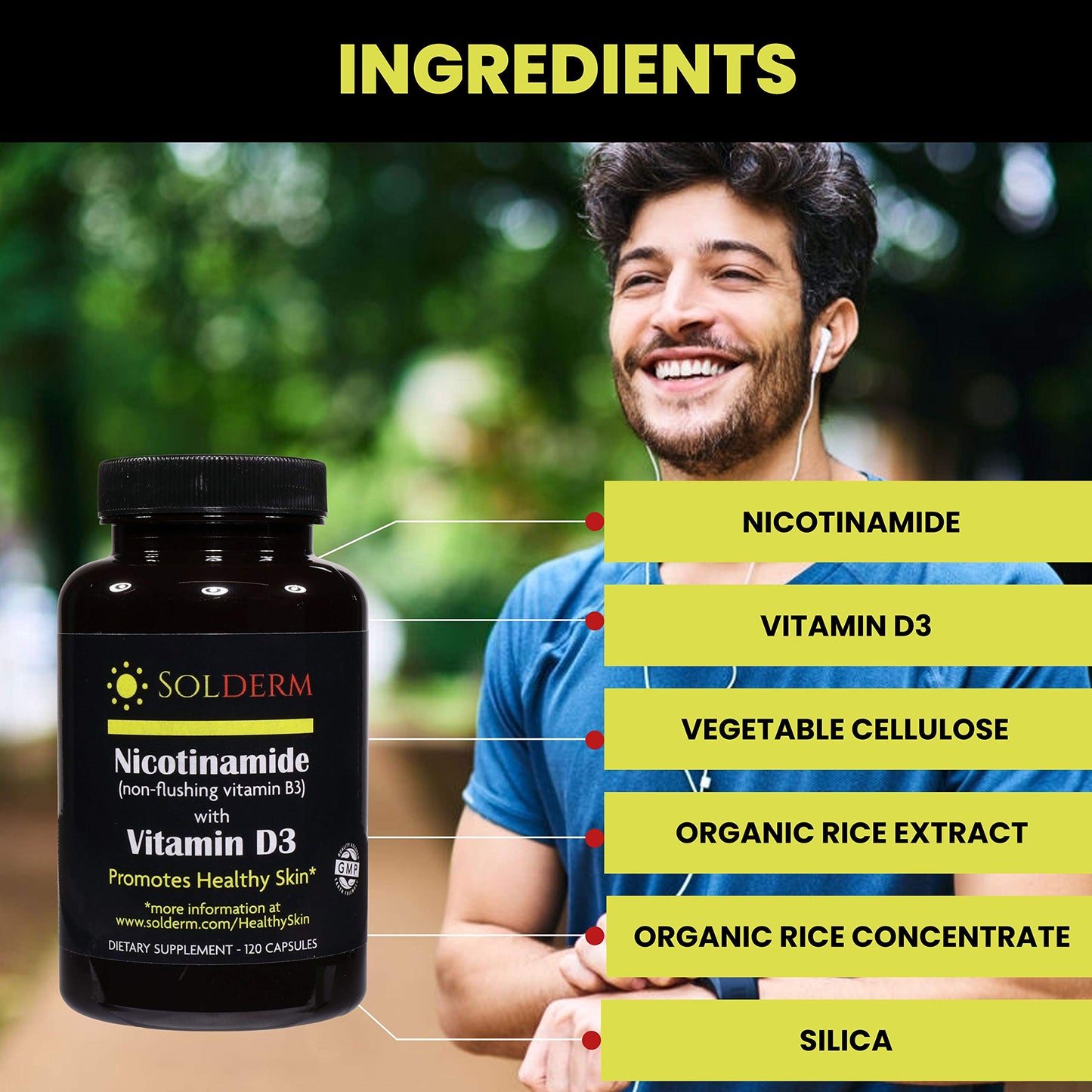 Solderm suplemento piel saludable vitamina B3 nicotinamida