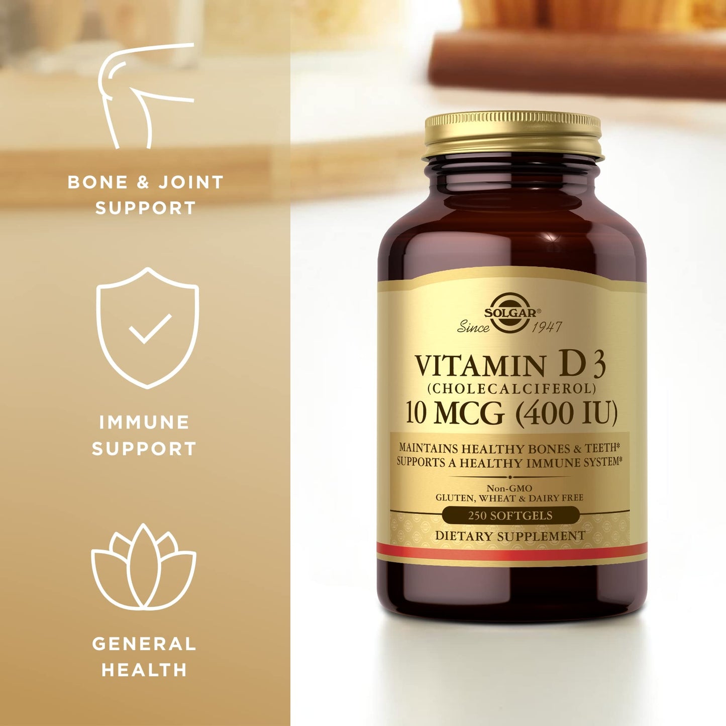 Solgar cápsulas blandas vitamina D3 para absorción óptima de calcio