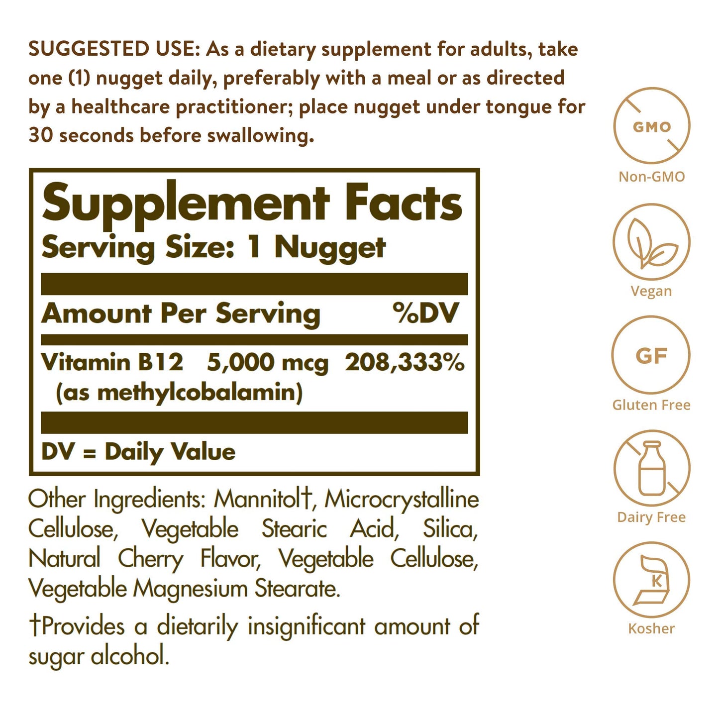 Caja SOLGAR metilcobalamina vitamina B12 para energía y salud