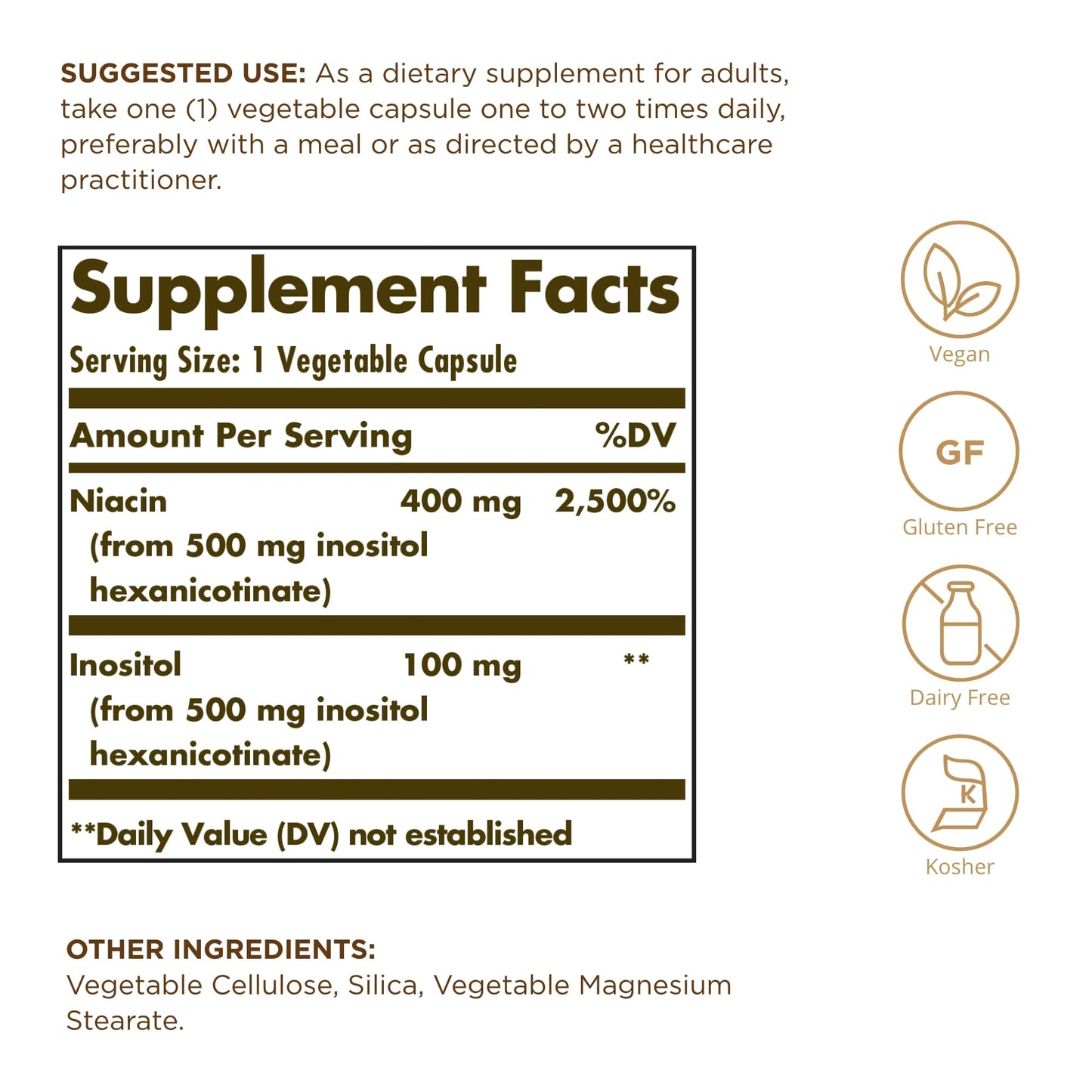 SOLGAR no flush niacin 100 cápsulas vegetales