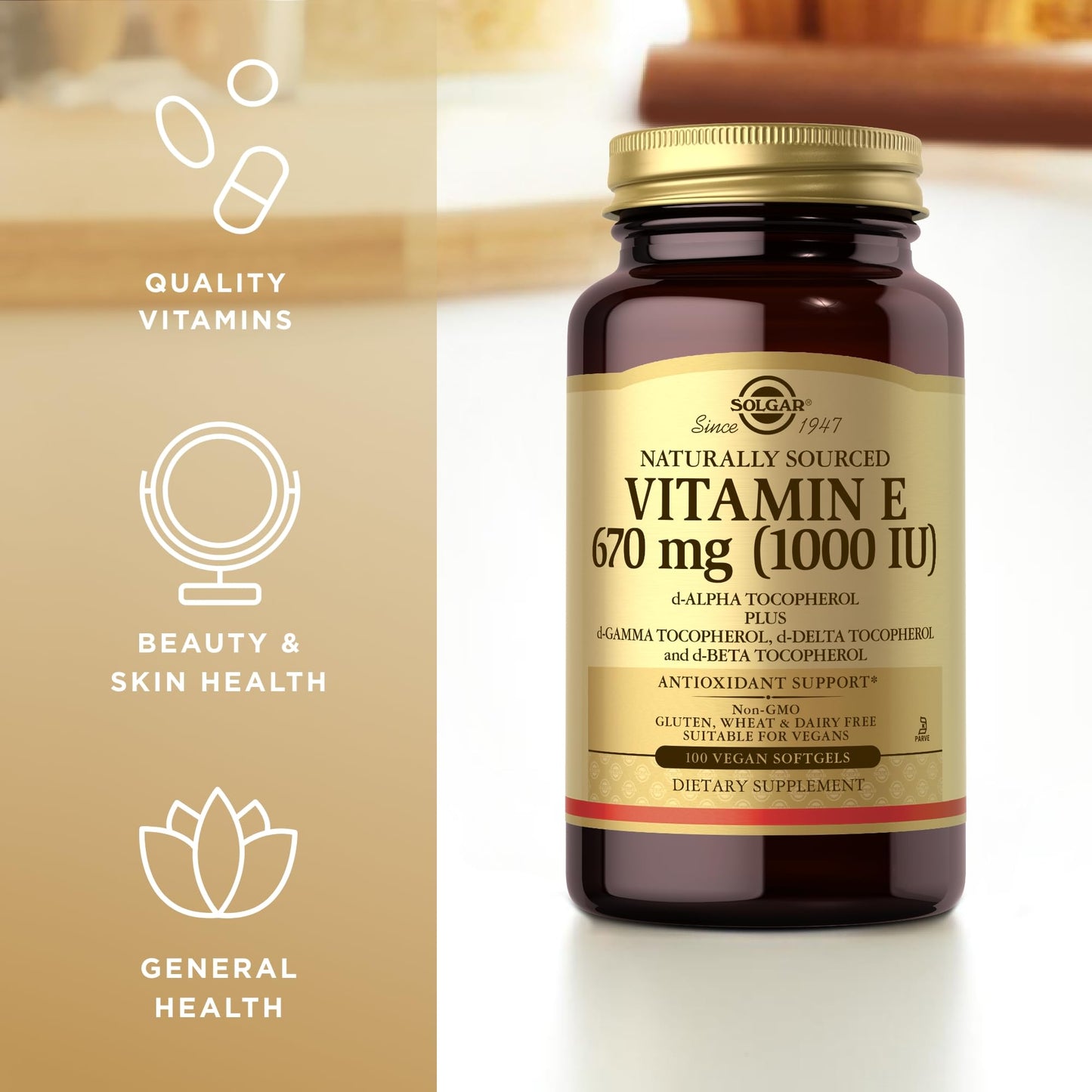 Solgar suplemento vitamina e antioxidante natural vegano