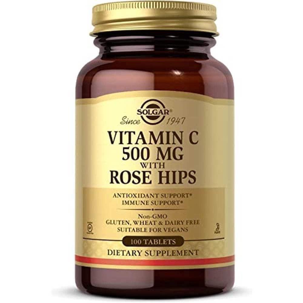 Solgar vitamina c 500 mg con escaramujo paquete frontal