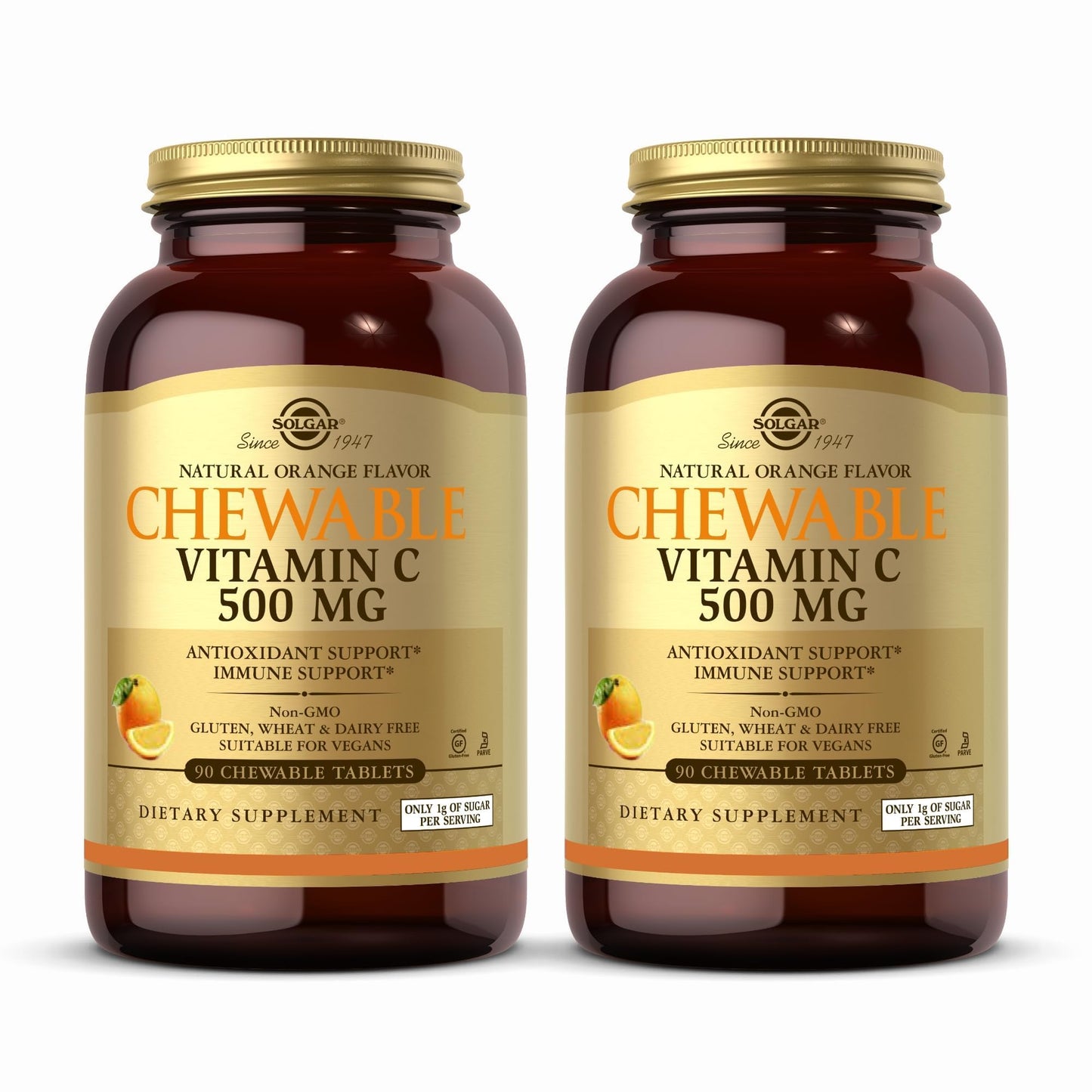 SOLGAR vitaminas C masticables 500 mg sabor naranja 90 tabletas