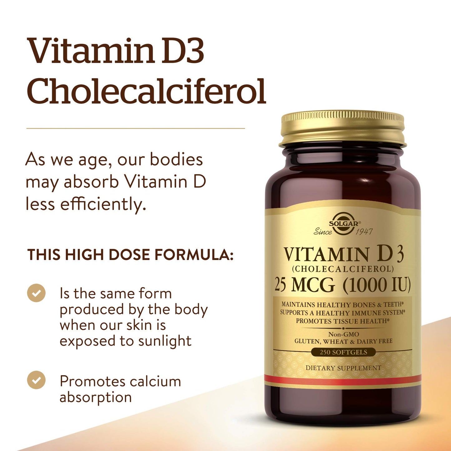 Solgar Vitamina D3 1000 UI cápsulas blandas vista superior