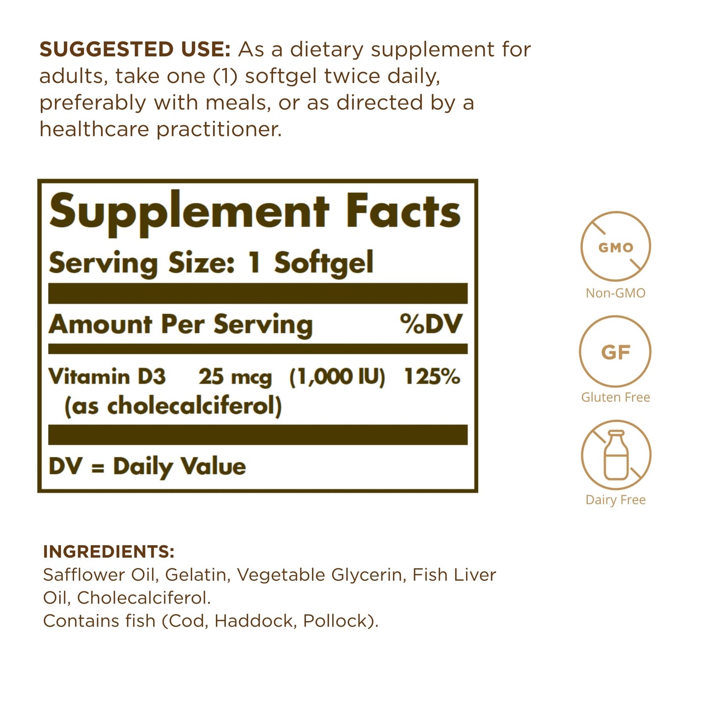 Cápsulas blandas Solgar Vitamina D3 para huesos saludables