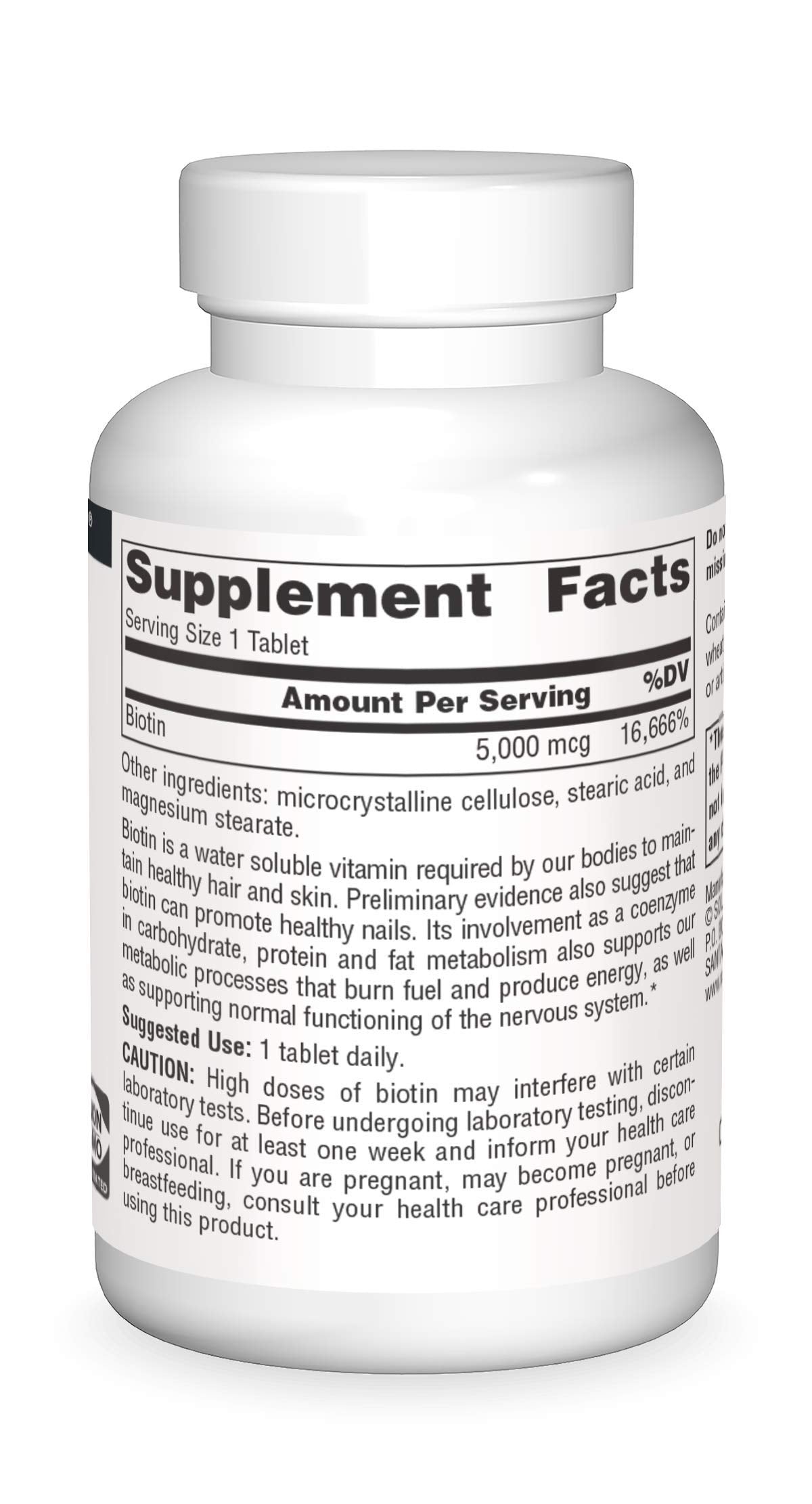 Detalle tabletas Biotina Source Naturals 5000mcg