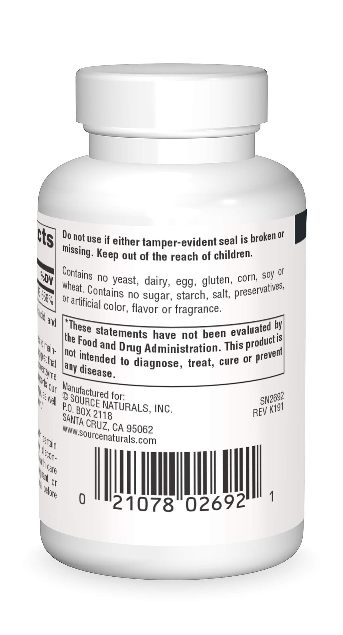 Vista frontal empaque Biotina Source Naturals 200 tablets