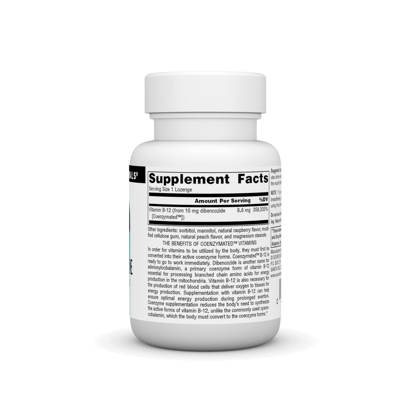 Frasco de pastillas disolubles Dibencozide B12 Source Naturals