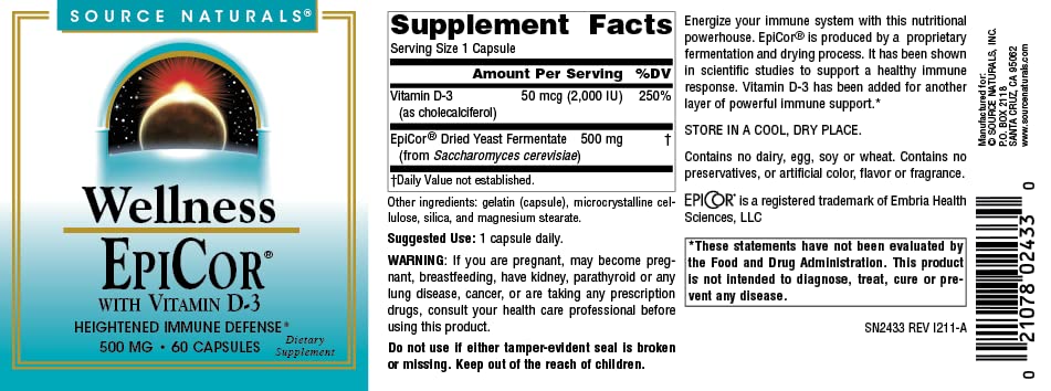 Source Naturals EpiCor Vitamina D3 cápsulas naturales