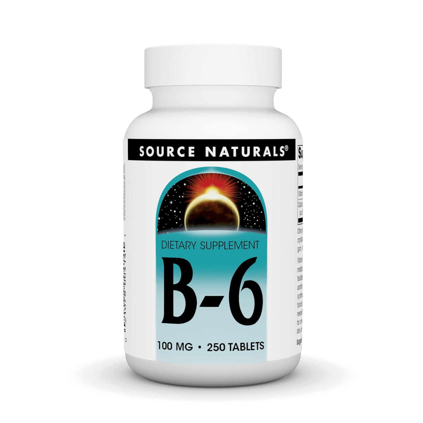 Source Naturals botella vitamina B6 100 mg 250 tabletas