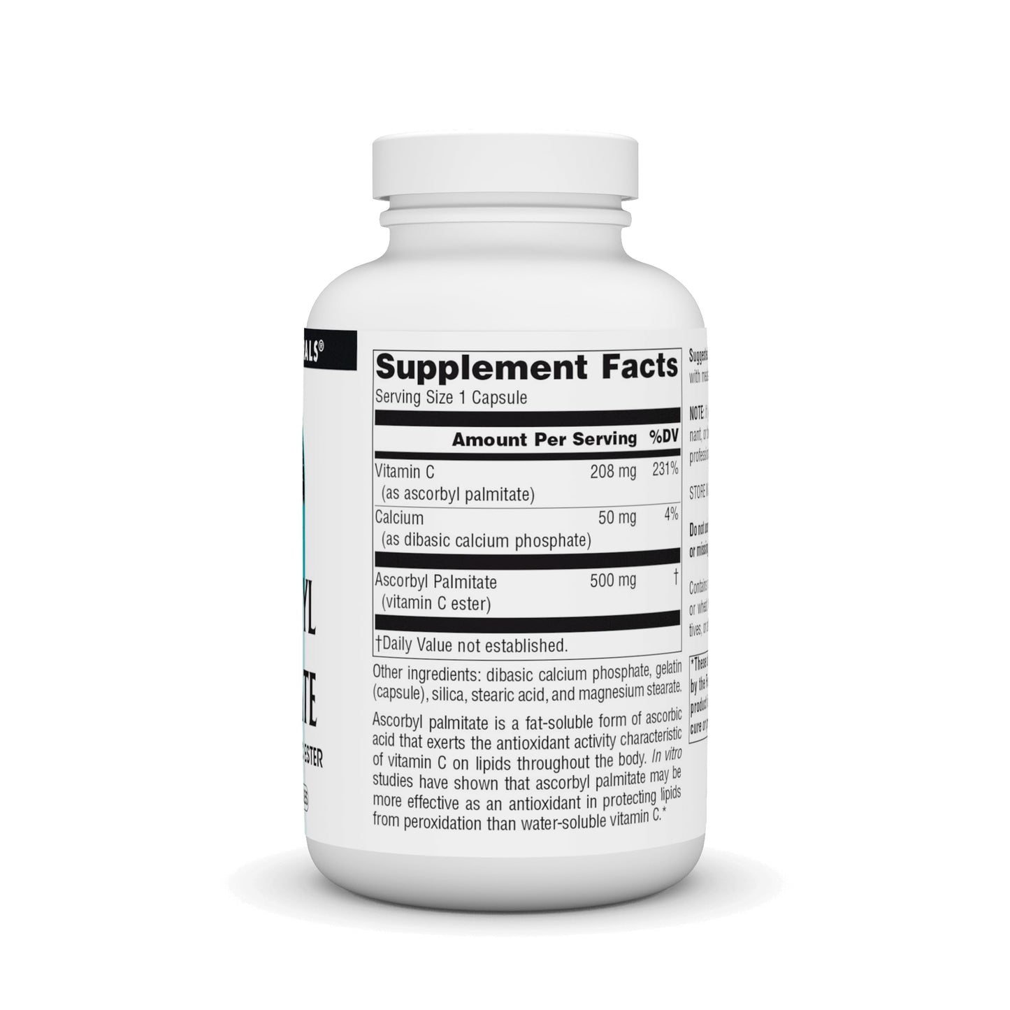 Etiqueta frontal suplemento Source Naturals vitamina C palmitato de ascorbilo