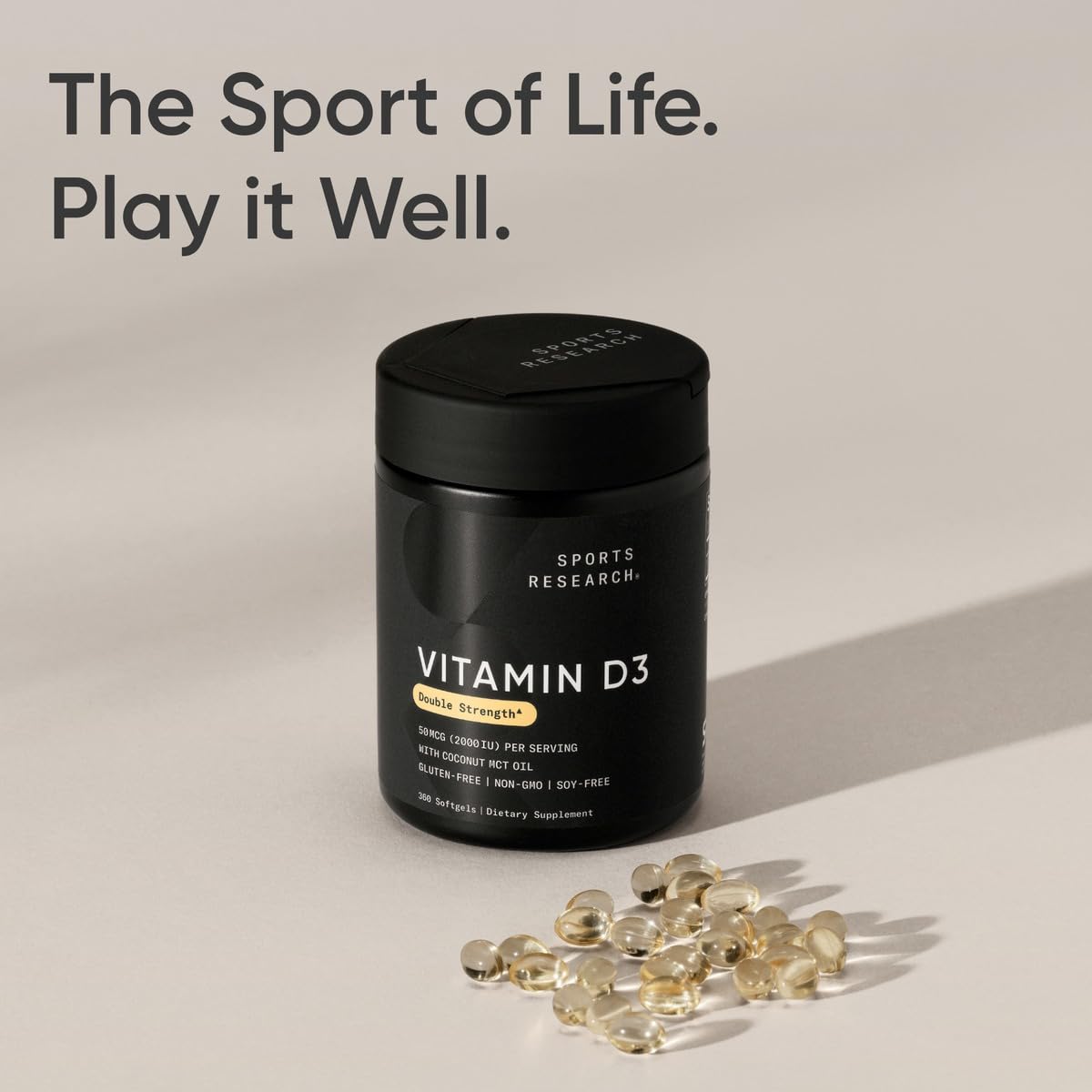 Sports Research Vitamina D3 2000 UI detalle cápsula líquida