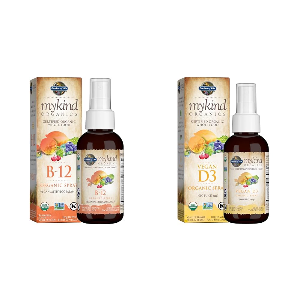 Spray de vitamina B12 orgánica Garden of Life sabor frambuesa