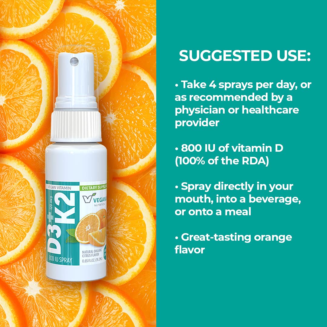 Spray vitamina d3 k2 para boca y alimentos vegan life