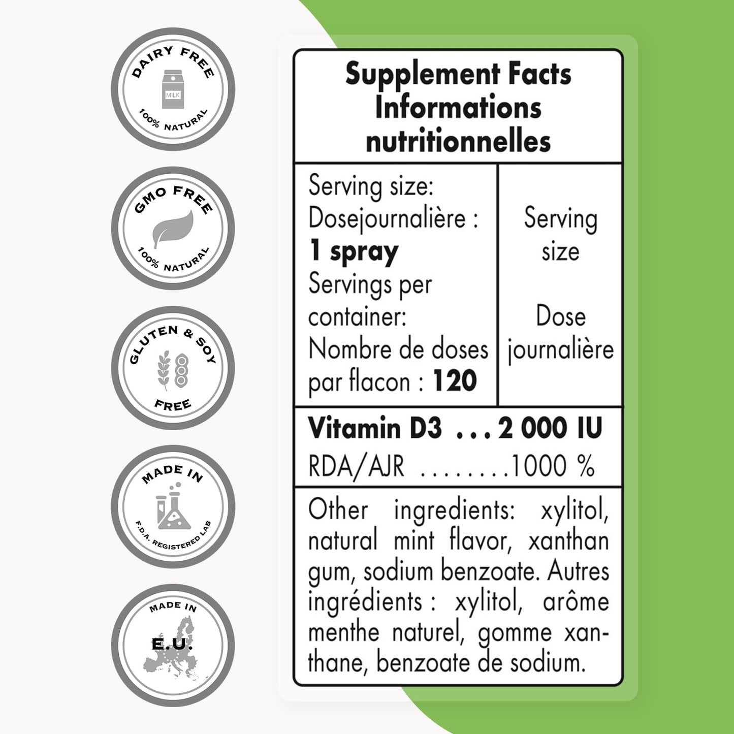 Spray vitamina d3 supersmart para apoyo inmunológico