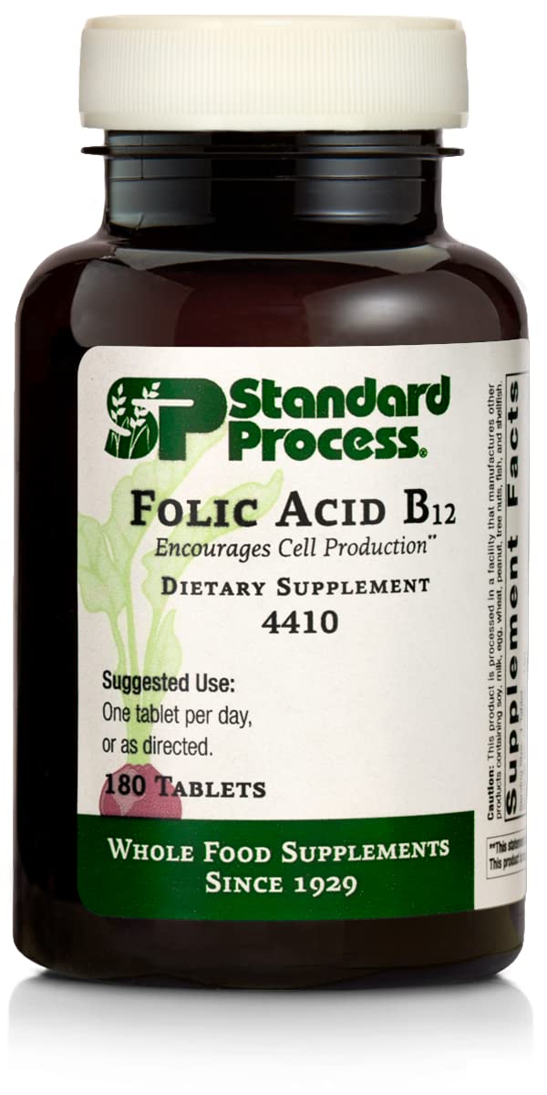 Standard Process Inc. frasco ácido fólico B12 180 tabletas
