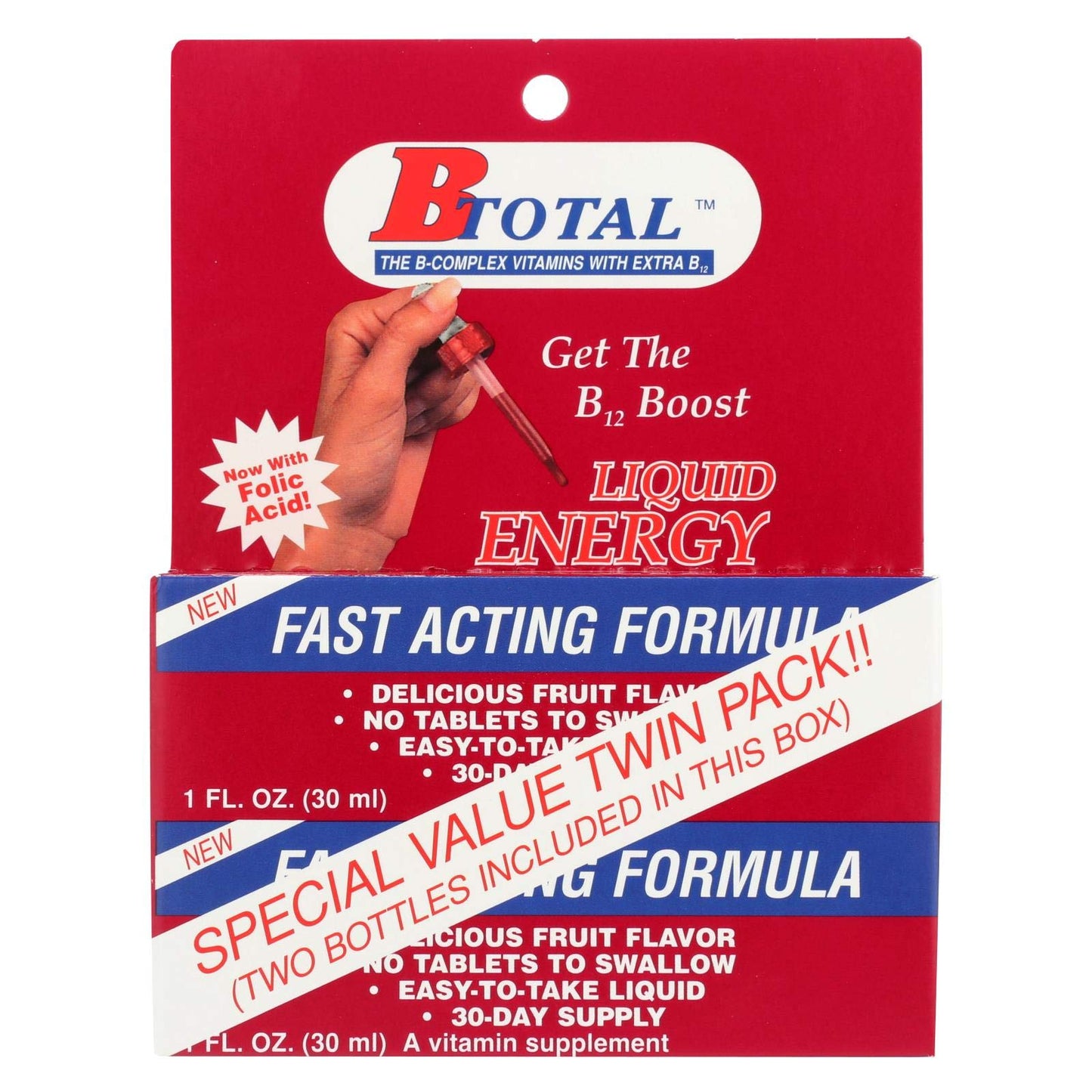 Sublingual B Total energía líquida paquete de 2 botellas 2 fl oz