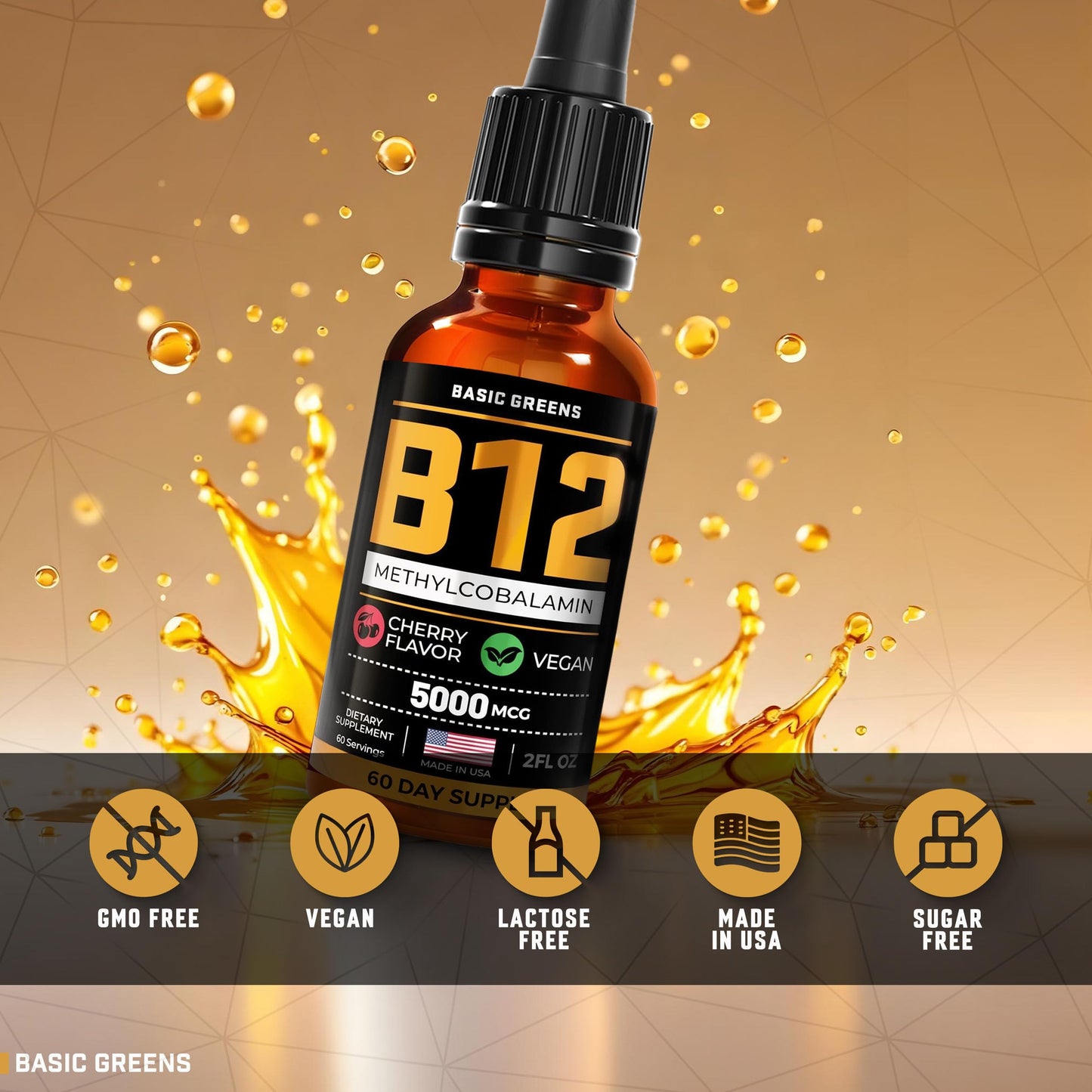 Sublingual vitamina b12 gotas líquido sabor cereza