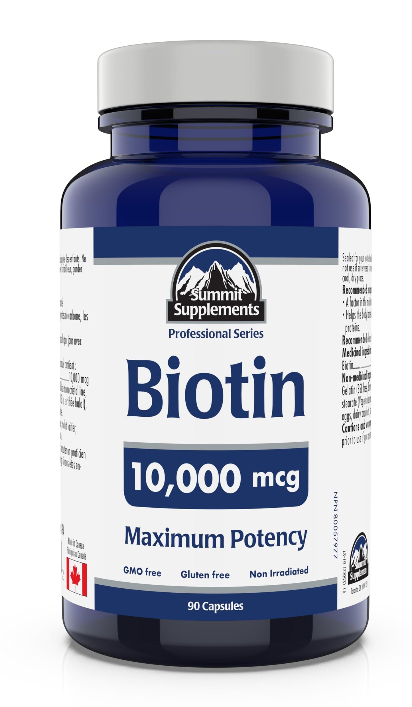 Summit biotina suplemento 10000 mcg 90 cápsulas frasco principal