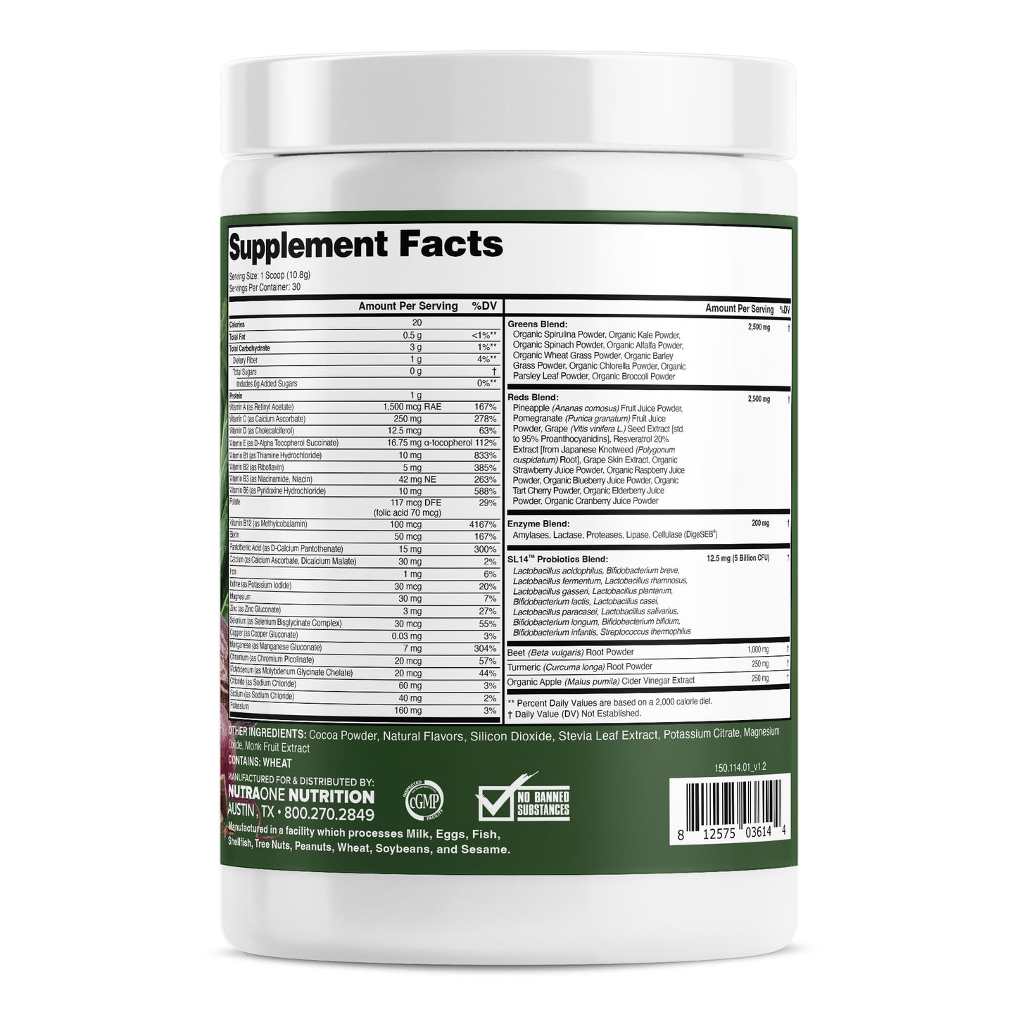 Información nutricional de Superalimentos Completos.