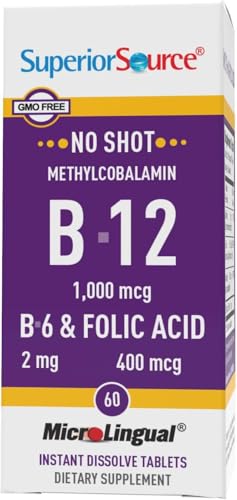 Superior Source suplemento natural vitaminas b-12 b-6 y ácido fólico
