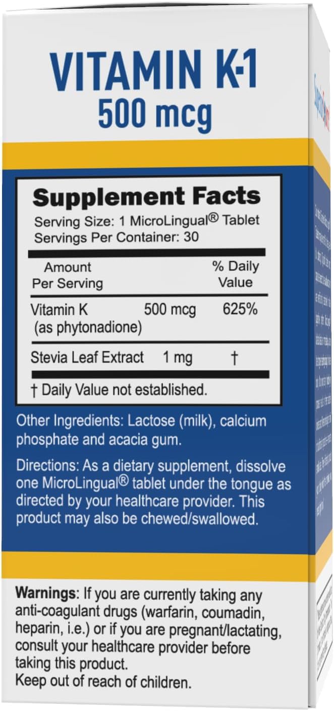 Superior Source tabletas Vitamina K1 caja vista lateral
