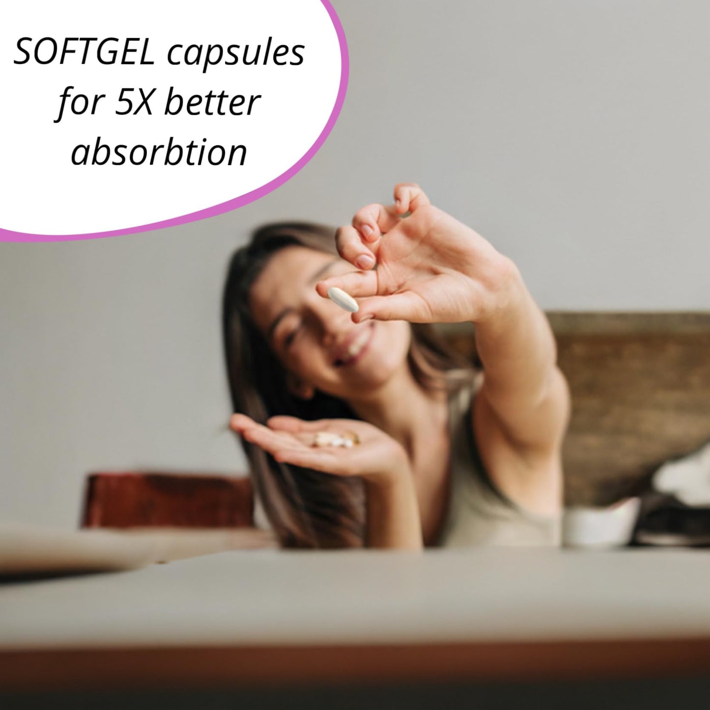 Suplemento natural con aceite de coco para salud capilar y piel