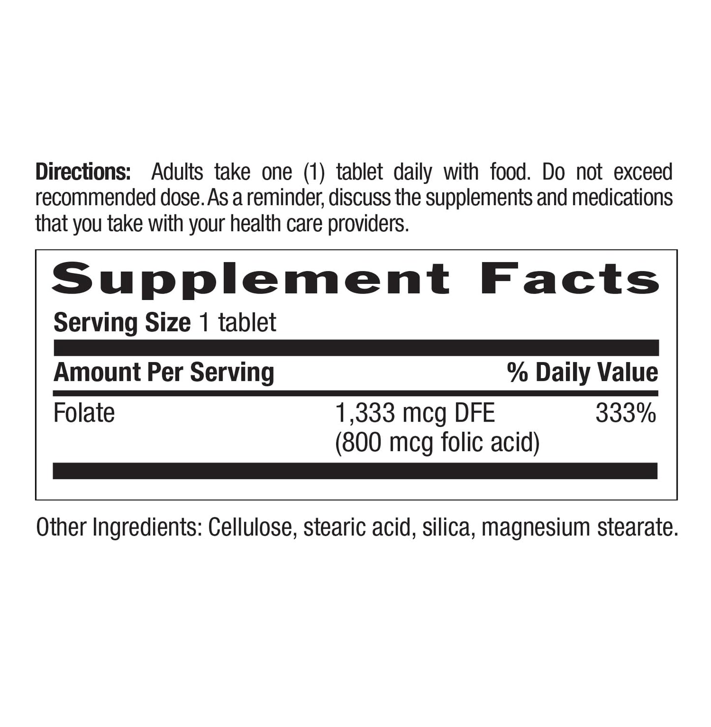 Suplemento ácido fólico 800 mcg Country Life 100 tabletas