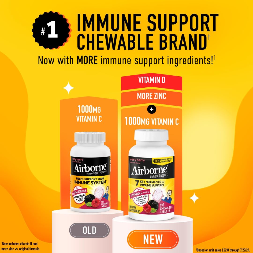 Suplemento Airborne vitaminas y minerales antioxidantes masticables