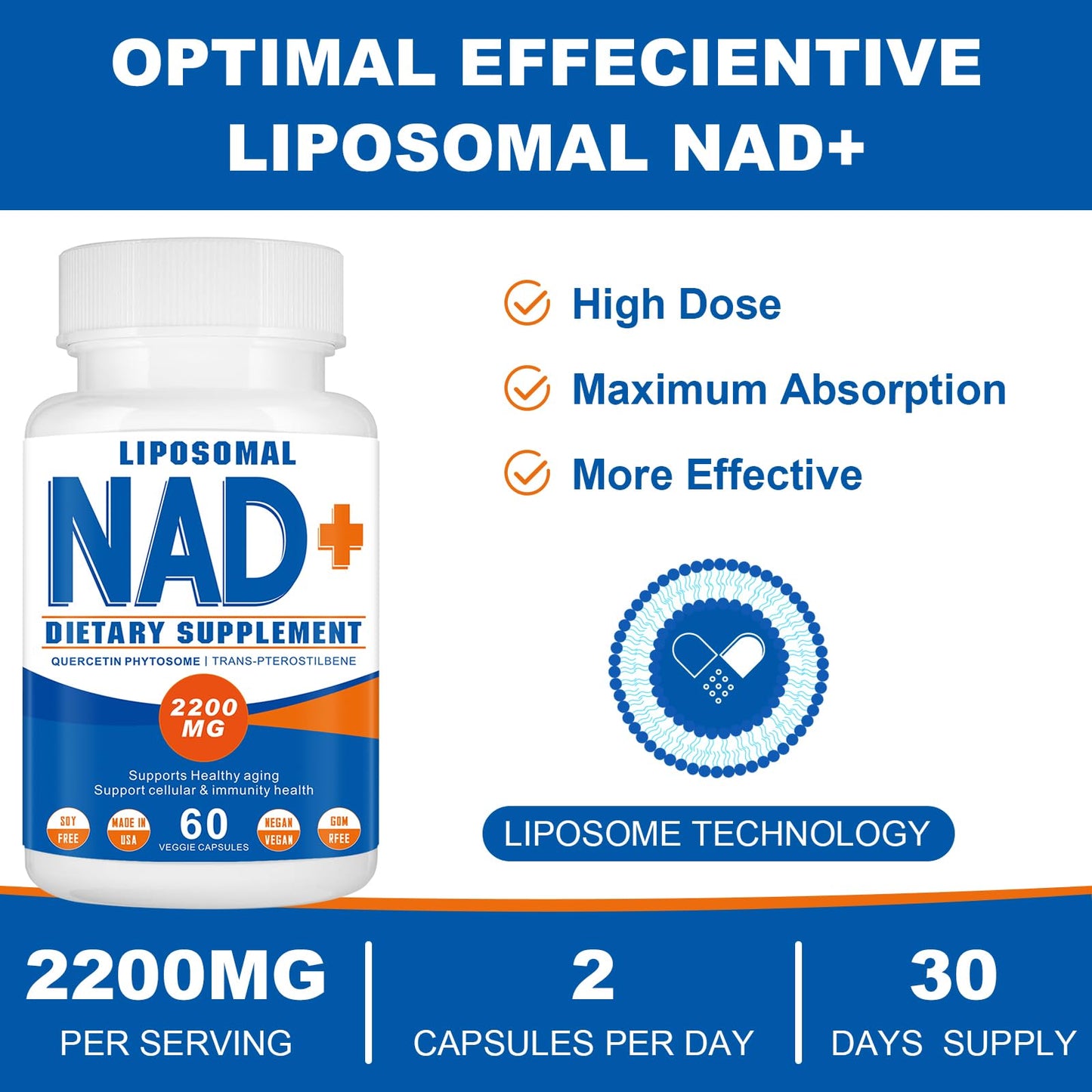 Suplemento antioxidante resveratrol nad+ para envejecimiento saludable