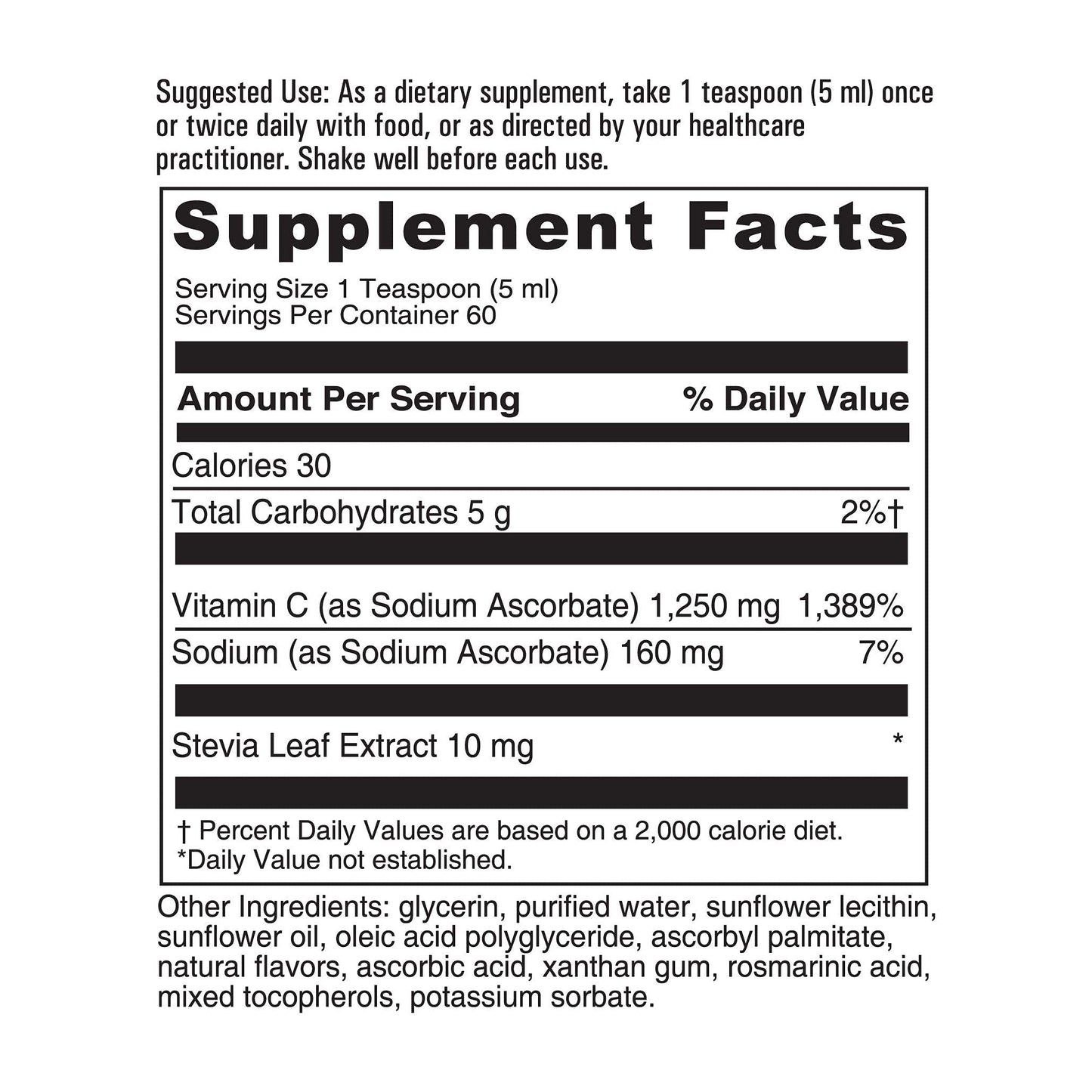 Suplemento antioxidante vitamina c líquida liposomal 1250mg
