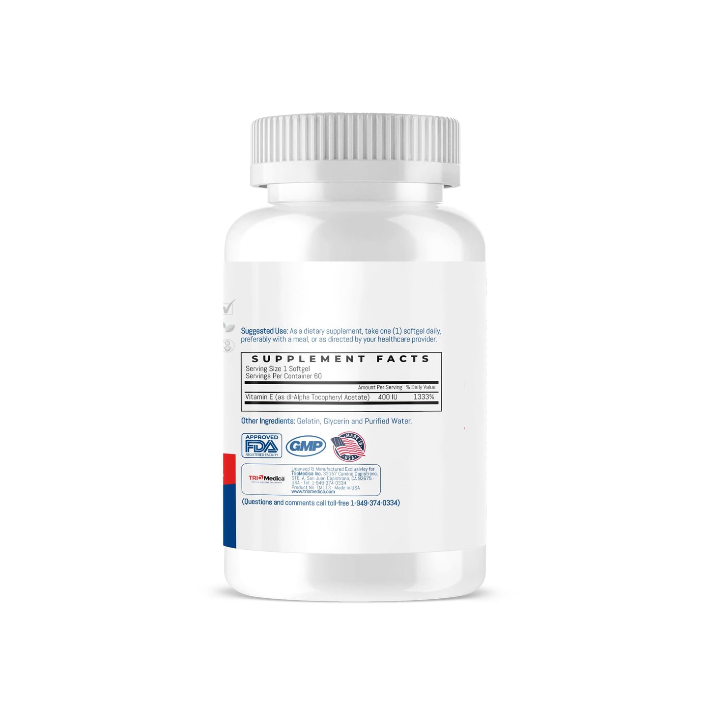 Suplemento antioxidante Vitamina E TrioMedica no GMO