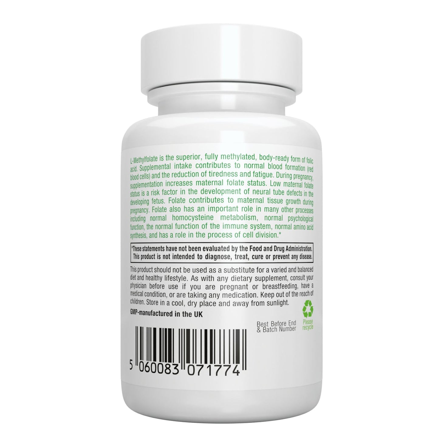 Suplemento b12 metilada y folato puro para salud cardiovascular