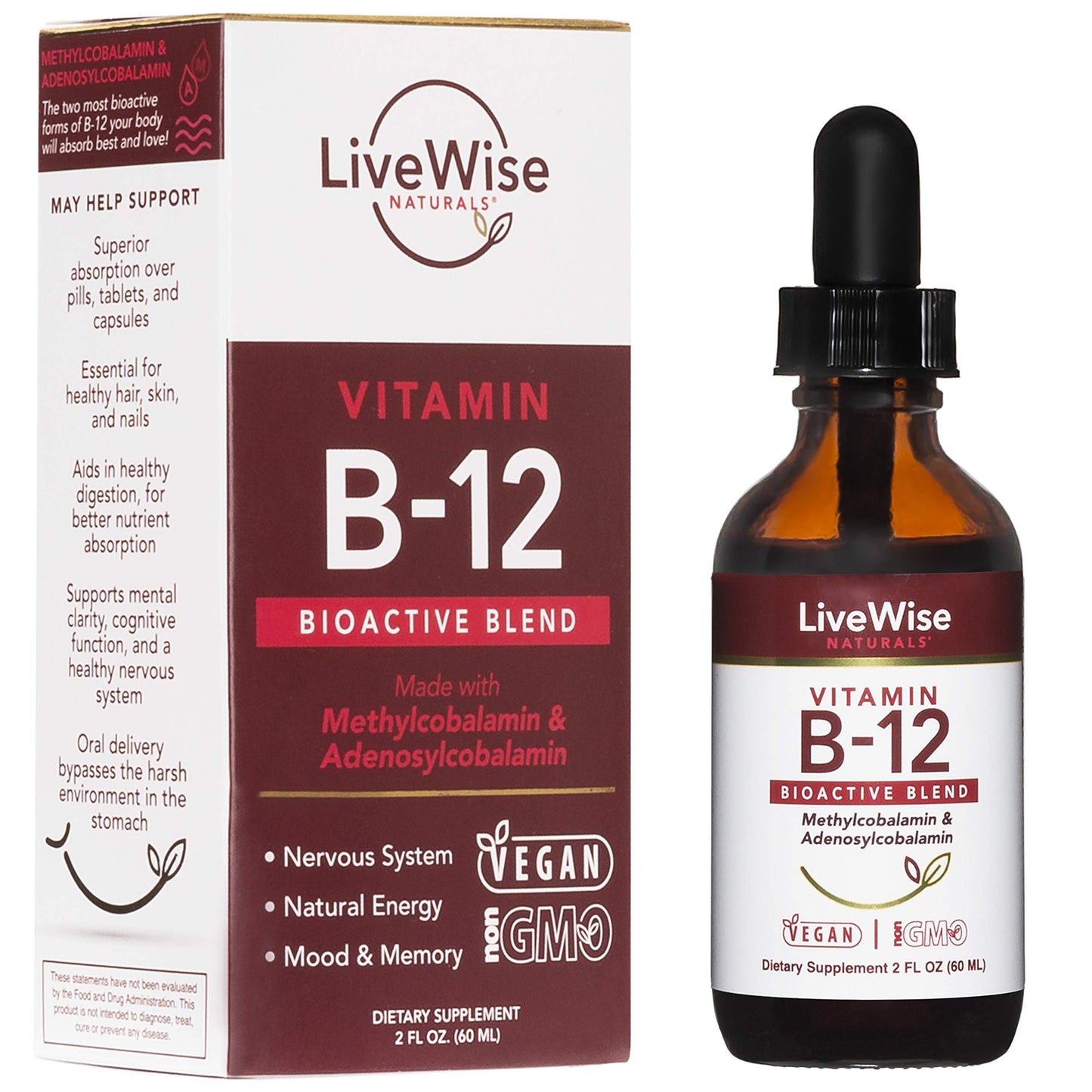 Suplemento b12 vegano líquido para metabolismo y energía