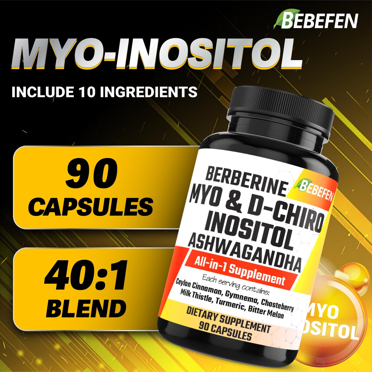 Suplemento BEBEFEN con Ashwagandha y Berberina para mujeres