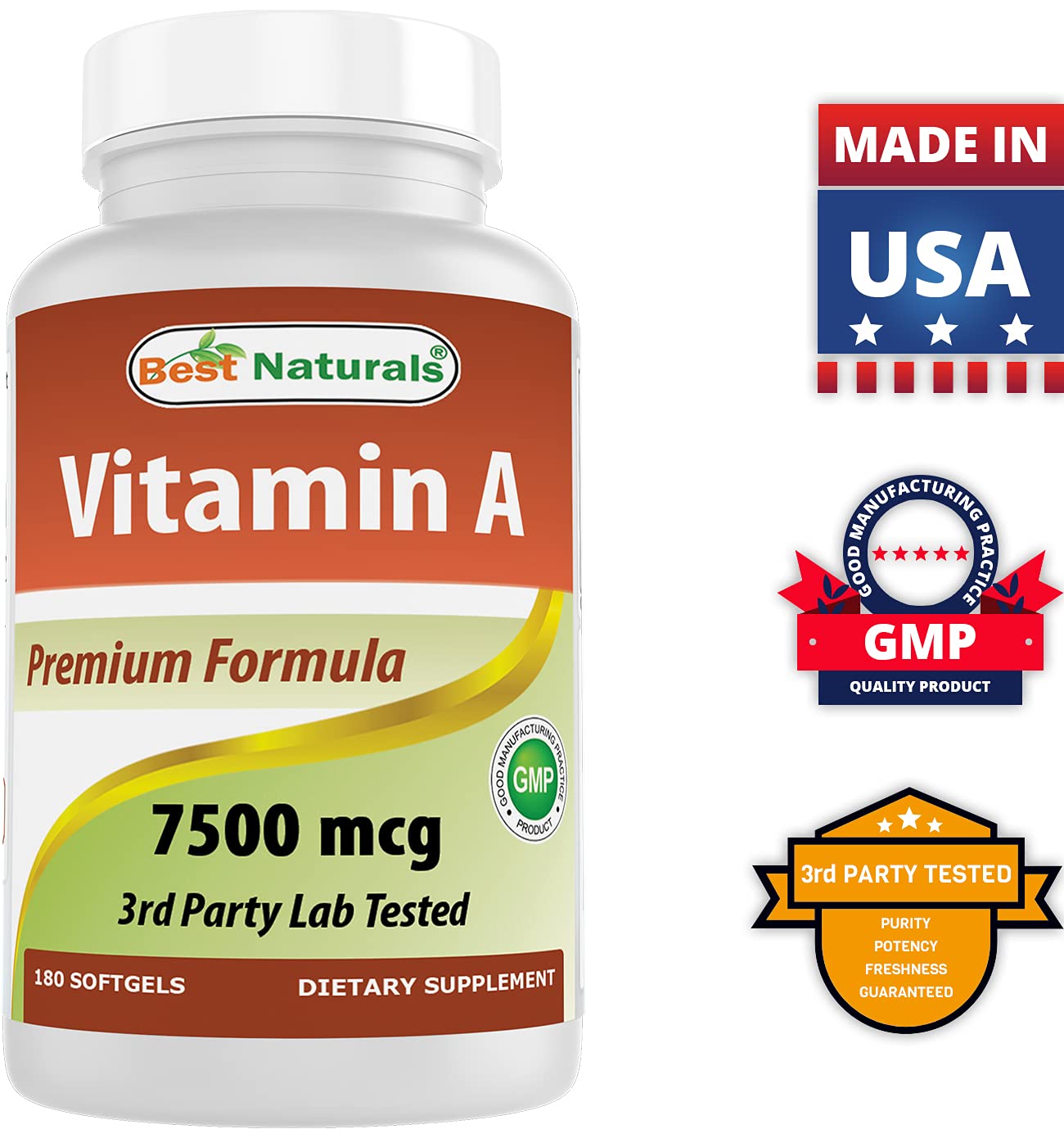 Suplemento Best Naturals K2 MK-7 y vitamina A de alta pureza