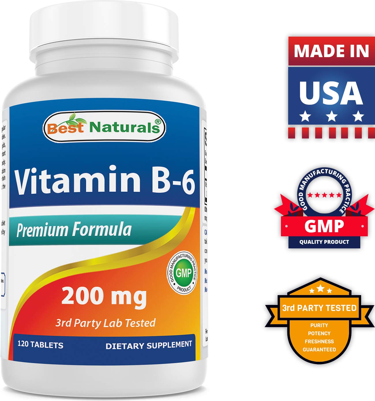 Suplemento Best Naturals vitamina b6 para energía y bienestar