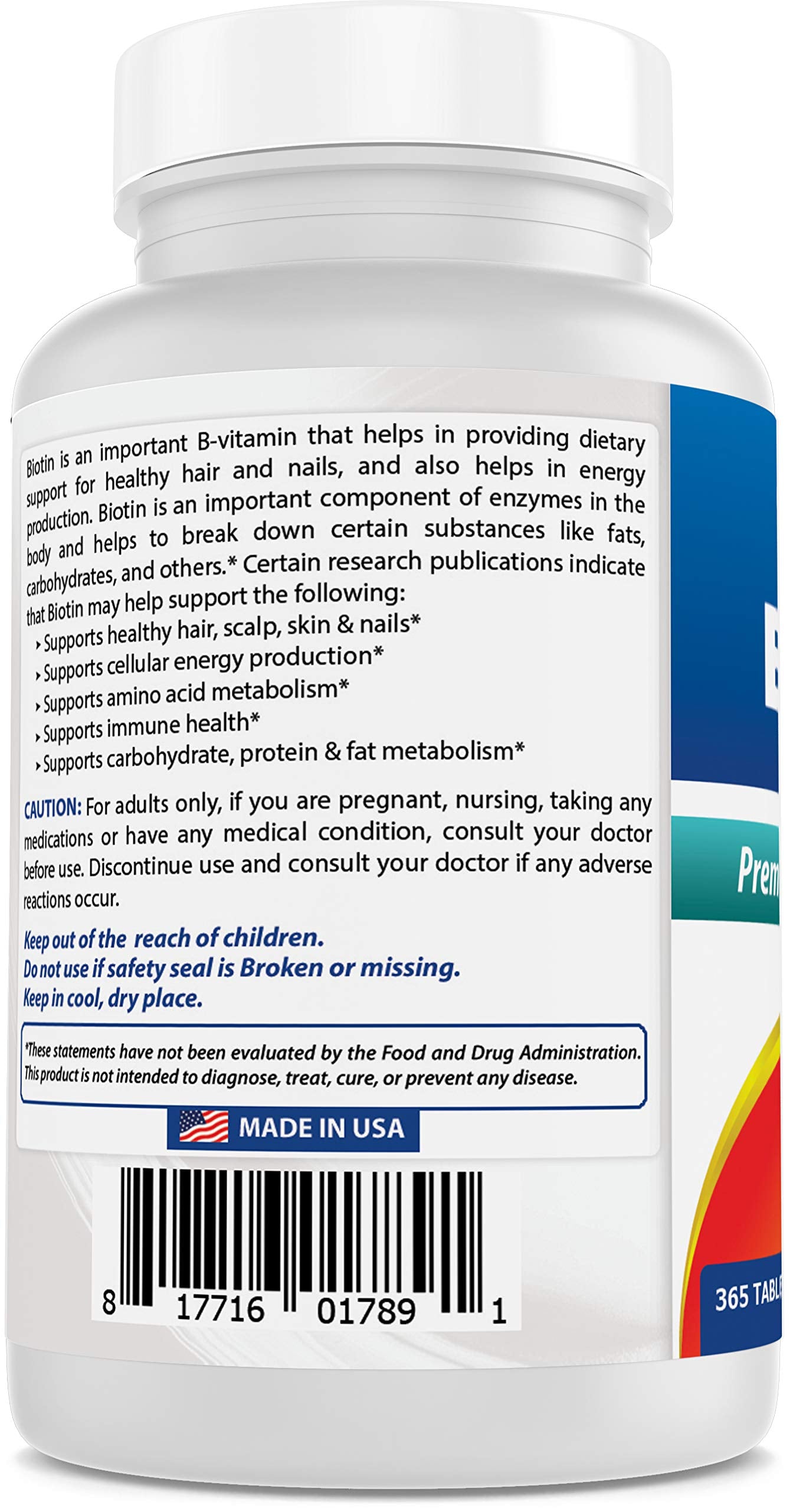 Suplemento Biotina Best Naturals 10,000 mcg sin gluten