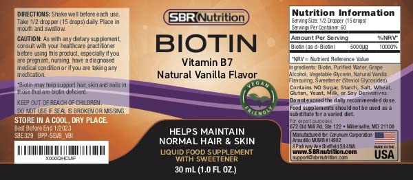 SBR Nutrition suplemento gotas líquidas biotina