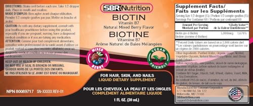 Suplemento biotina líquido para cabello fuerte y uñas sanas