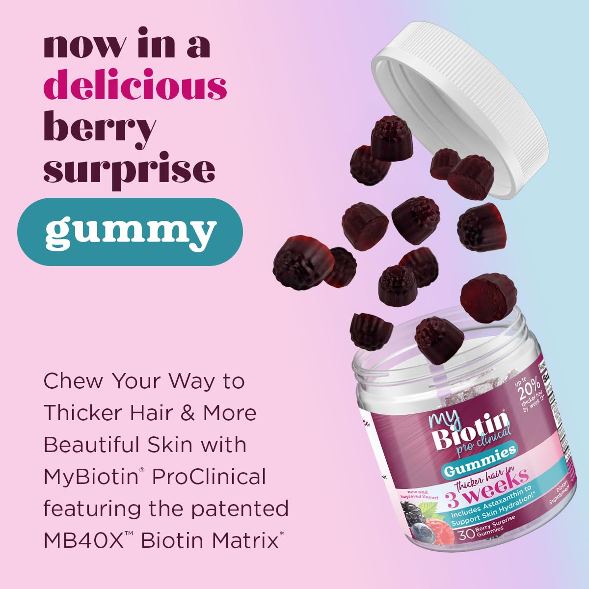 Suplemento biotina MB40X para cabello y piel saludable
