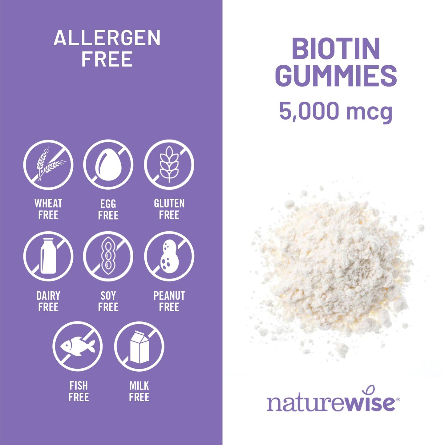 Suplemento de biotina NatureWise sin gluten y sin GMO