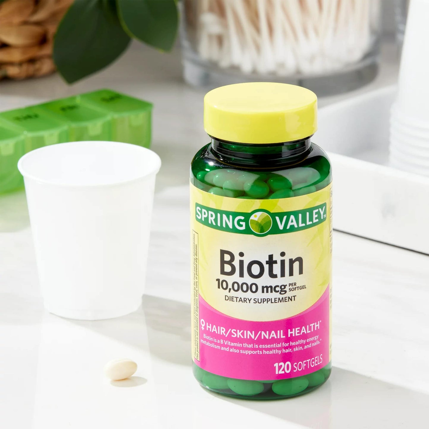 Suplemento biotina spring valley 120 cápsulas para salud estética