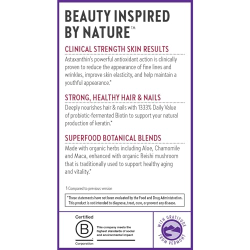 Suplemento de biotina vegano New Chapter para cabello piel y uñas