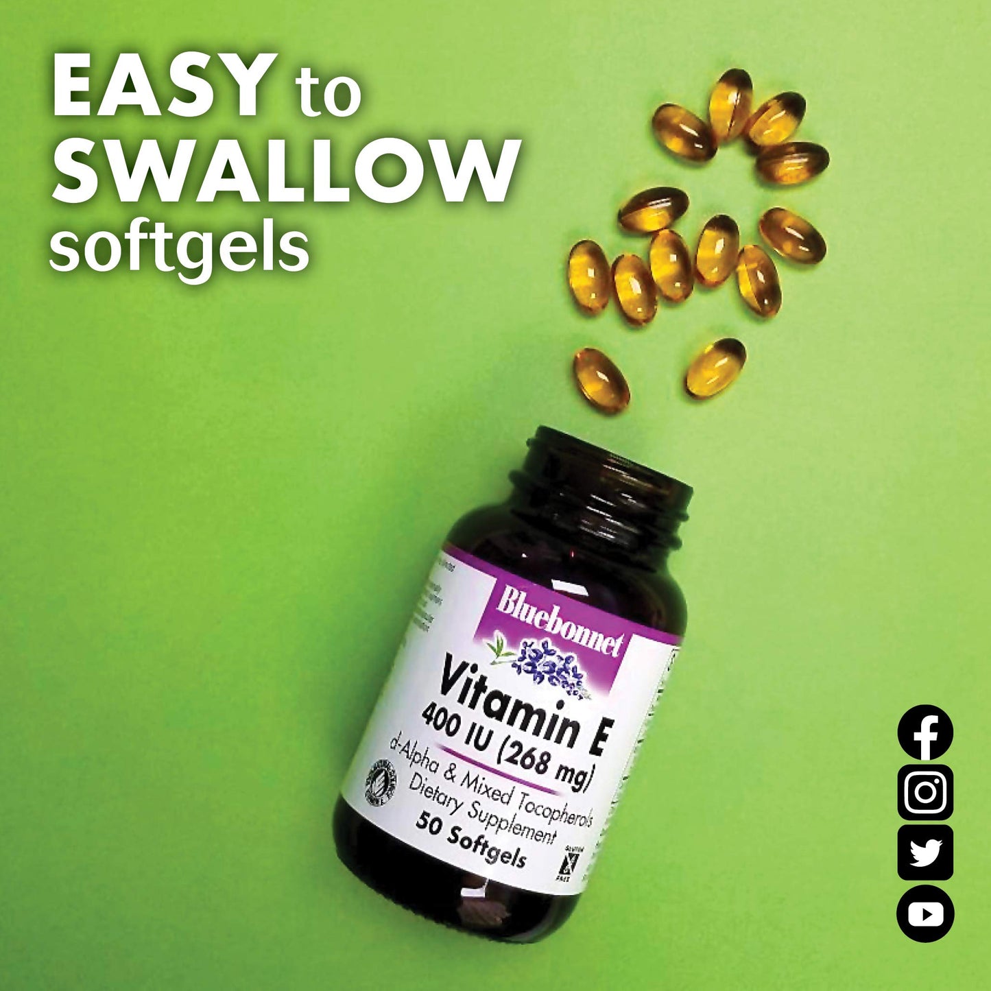 Suplemento Bluebonnet Vitamina E apoyo antioxidante y cardiovascular