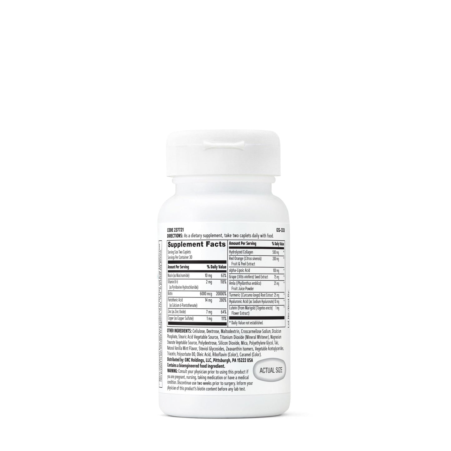 Suplemento capilar GNC con biotina
