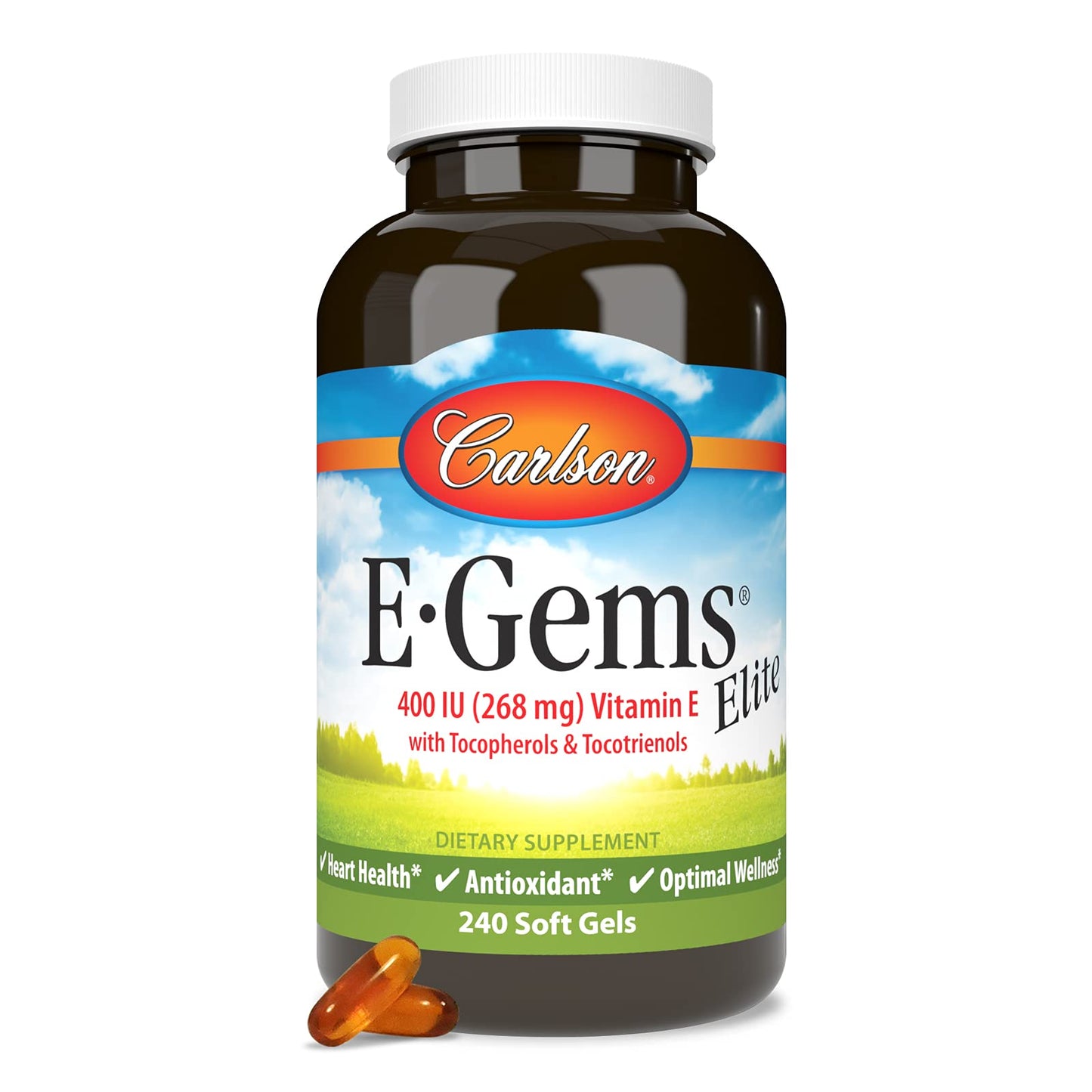 Suplemento Carlson E-Gems vitamina E 400 UI 240 cápsulas blandas